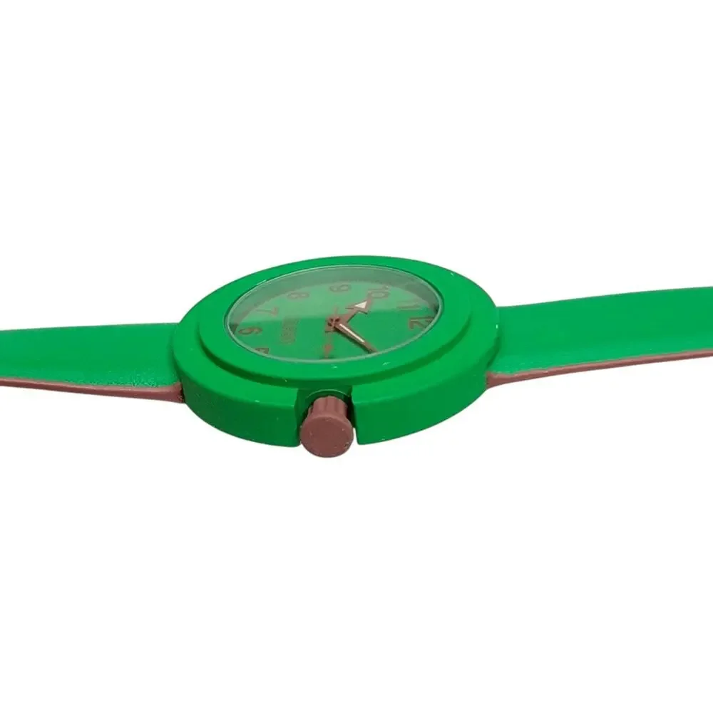 Crayo Crazy For Color Green Brown Analog Quartz Watch Silicone Band Battery
